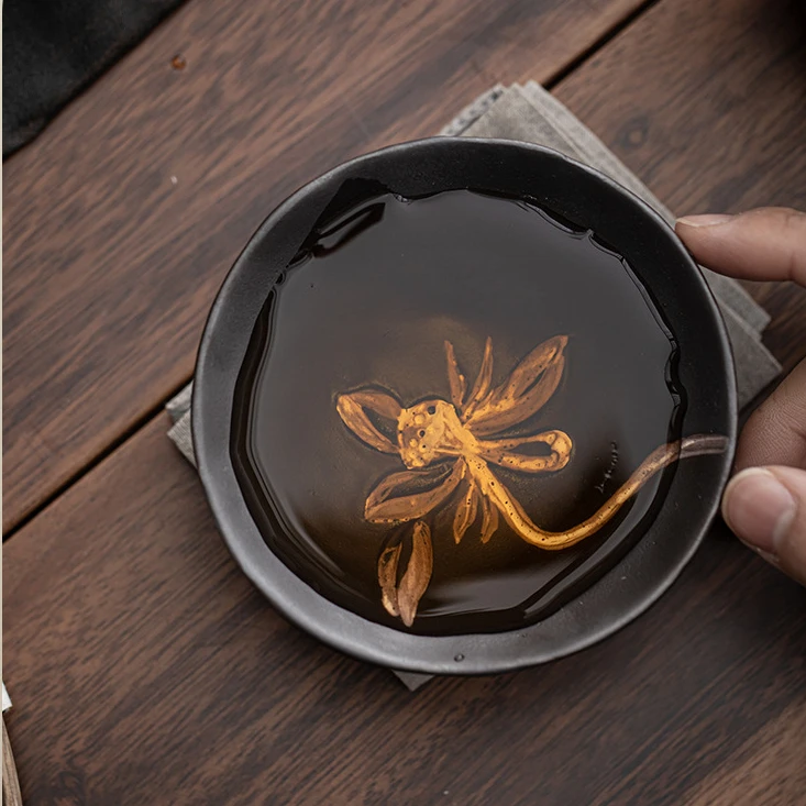 Taza de té de cerámica estilo japonés wabi-sabi de 90ml, taza de loto de cerámica áspera hecha a mano, taza maestra de trompeta, tazón de té Puer, juego de té de Kung Fu