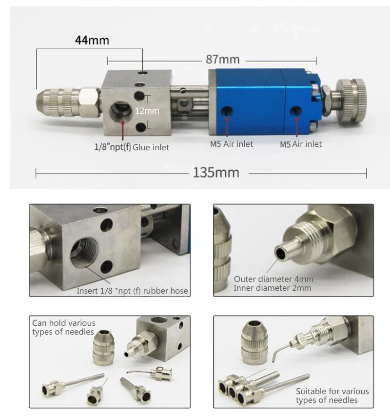 Pneumatic Micrometer UV Glue Dispenser Valve Precision Thimble Dispensing Valve Dispensing tools