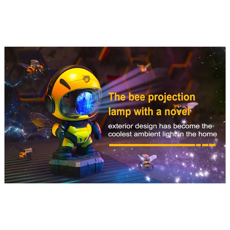 ABSS-Starry Night Light Bee Astronaut Projector Projector With Remote Timed For Kids Room Decor