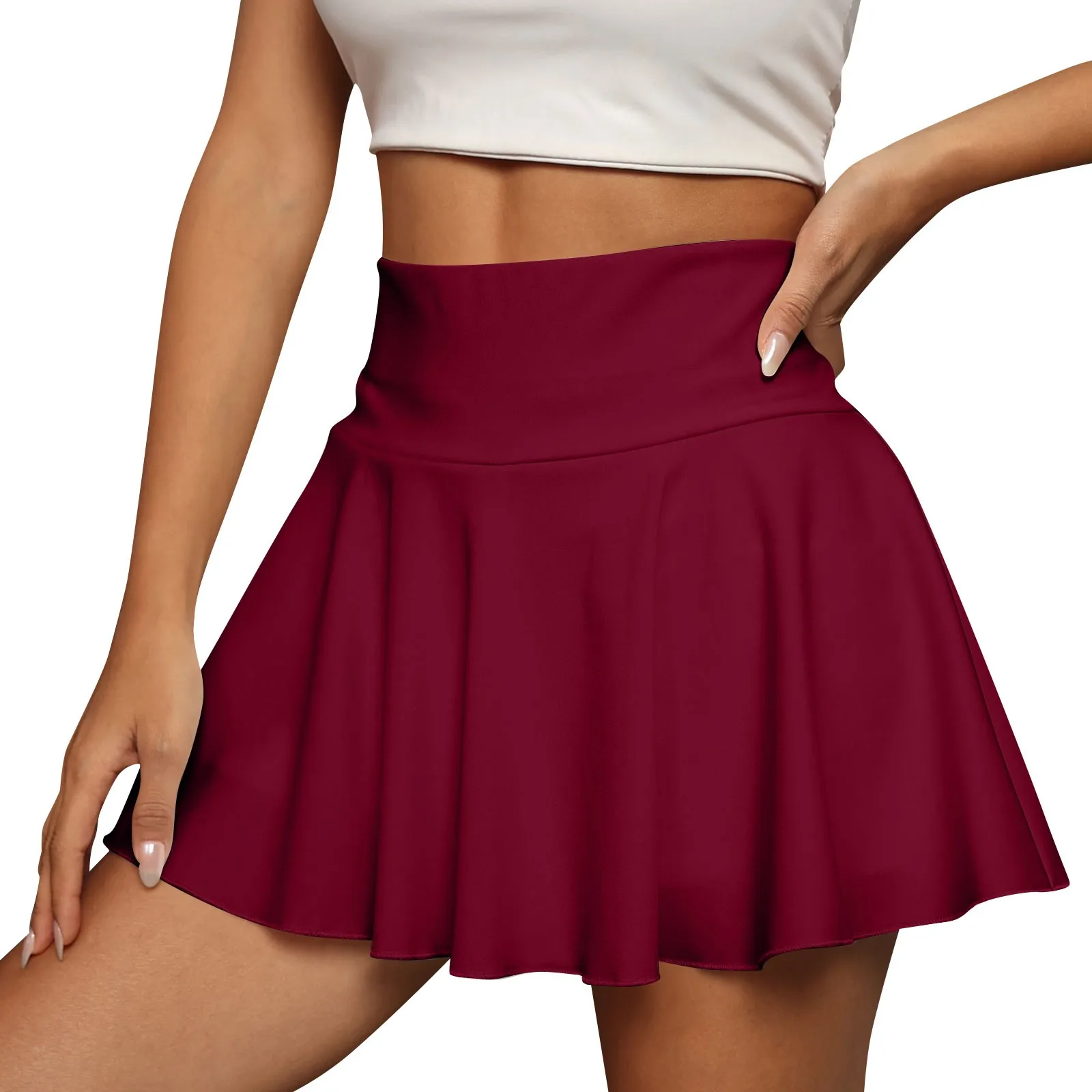 Women\'s Casual High Waist Solid Color Short Half Skirt Sports Skirt Pleated Skirt Skirts for Women Trendy Summer Women Skirts