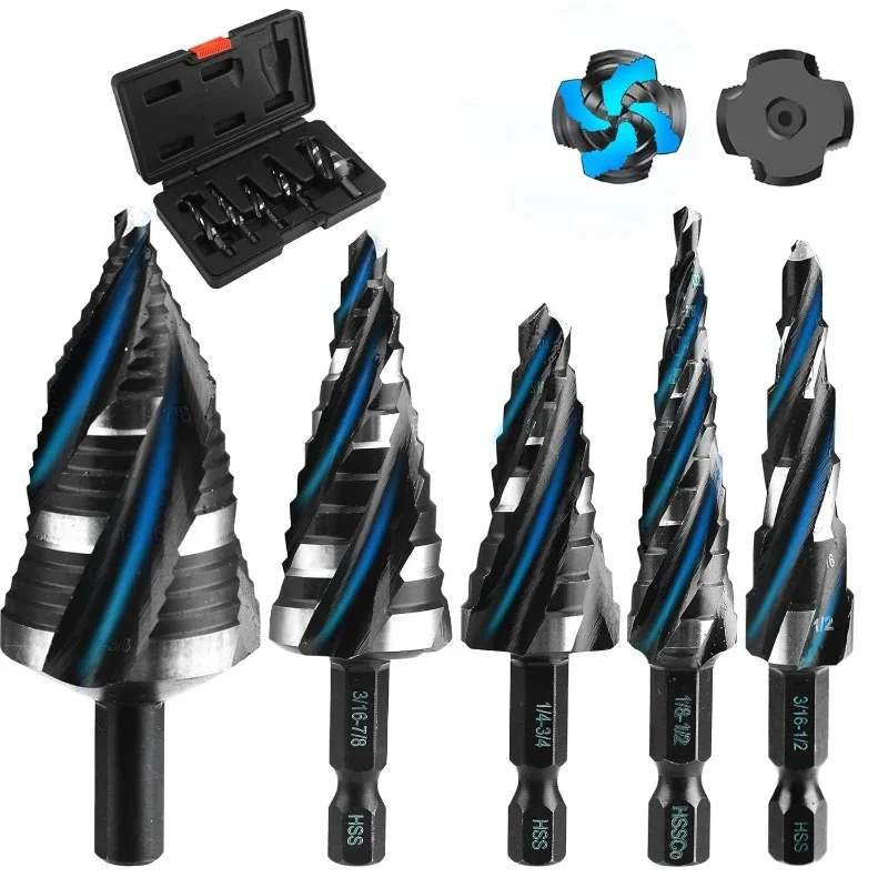 

High speed bearing steel HS14341 stainless steel drilling step drill bit pagoda drill bit four slot expansion drill bit