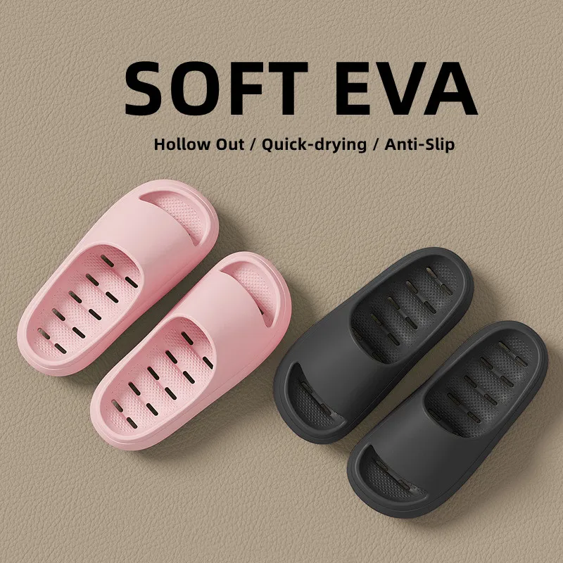 

New Hollow Out Bathroom Shower Slippers Casual Non-Slip Summer Beach EVA Shoes Soft Flip-Flops Couples Indoor Outdoor Sandals