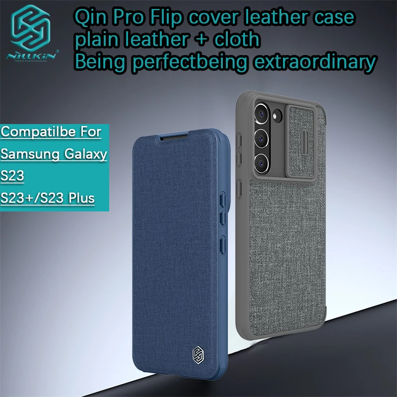 

Чехол для Samsung Galaxy S23 Ultra/S23 +/S23 Plus Nillkin Qin Pro, откидной чехол, кожаный чехол для объектива, защитный чехол для телефона