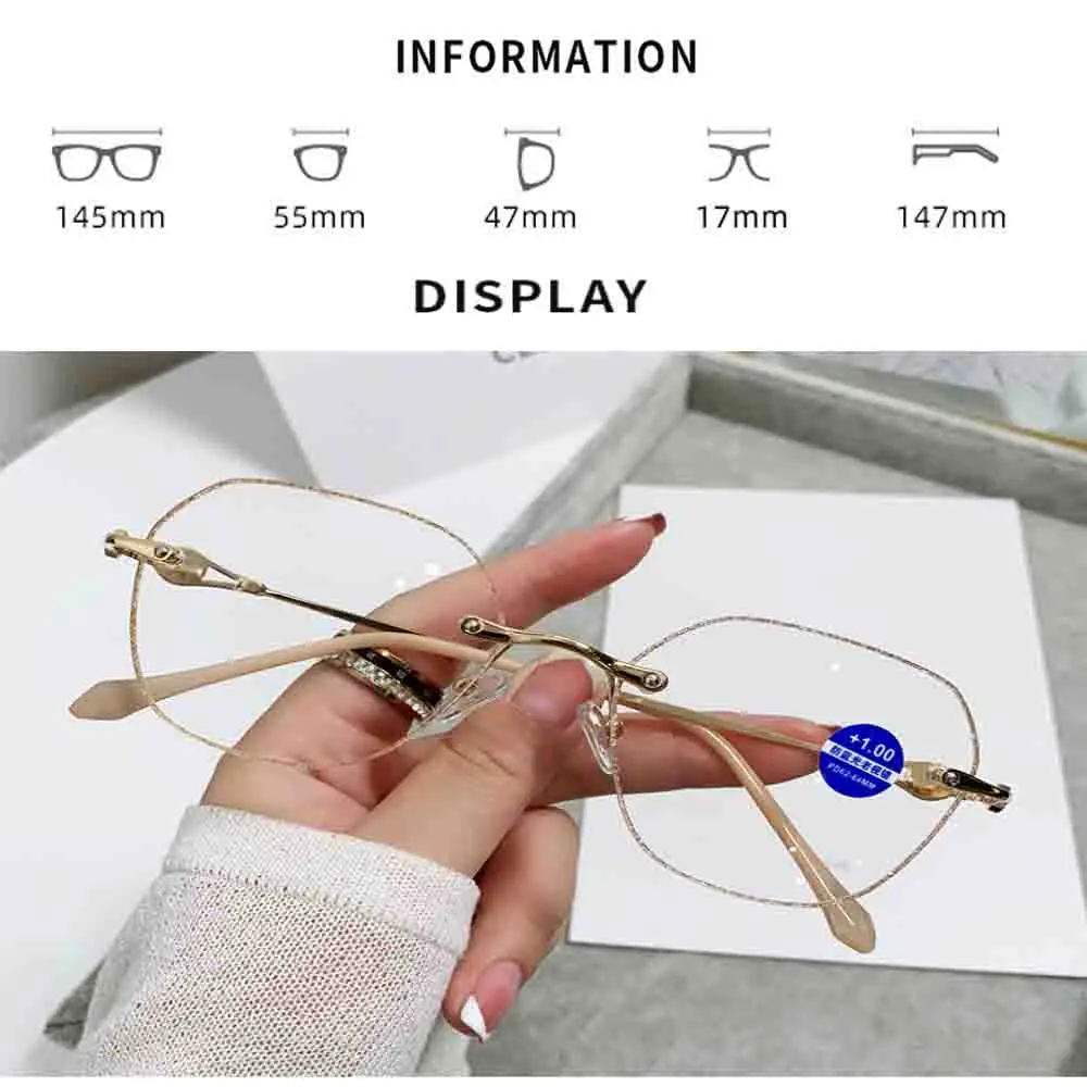 Klassnum 2024 kacamata baca แว่นตาอ่านหนังสือสีฟ้าน้ำหนักเบามากสำหรับผู้หญิงและผู้ชาย, แว่นตาผู้สูงอายุใช้ได้ทั้งชายและหญิง + 1 ~ + 4.0