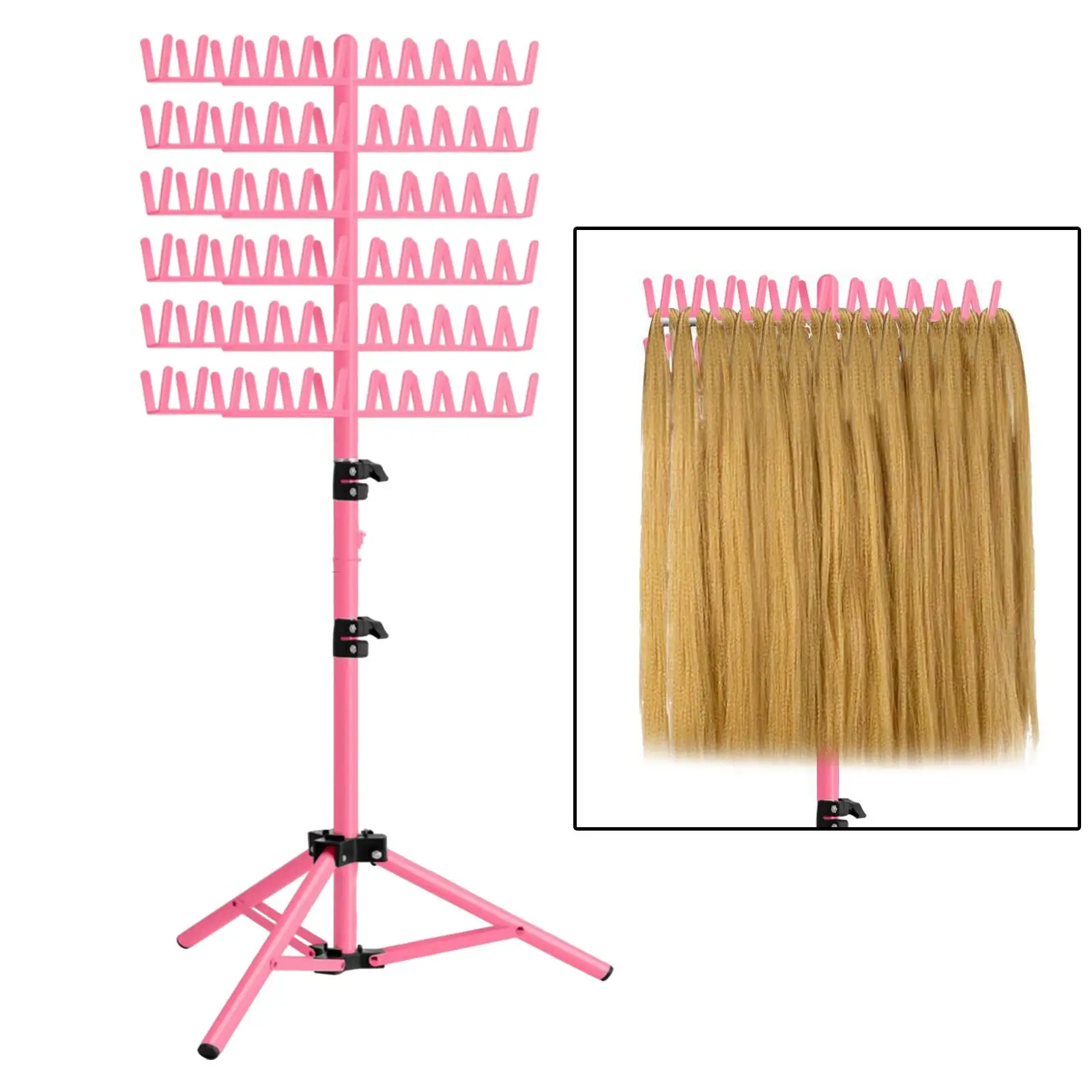 Hair Braiding Rack Hair Extension Holder Easy To Install Prevent Tangles Adjustable Braiding Stand Double Sided Braiding Rack