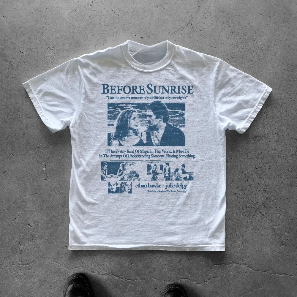 قبل شروق الشمس، إيثان هوك، فيلم كلاسيكي من التسعينيات، طراز قديم، تي شيرت فيلم للجنسين من القطن الخالص ملابس الشارع الشهير/تي شيرت #2
