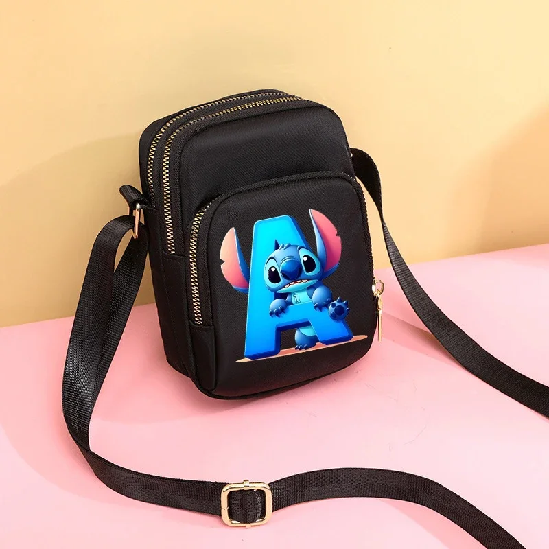 Stitch Shoulder Bags Letter A-Z Student Tote Bag Women Crossbody Bag Kawaii Cartoons Dog Underarm Casual Bags Collocation Trendy