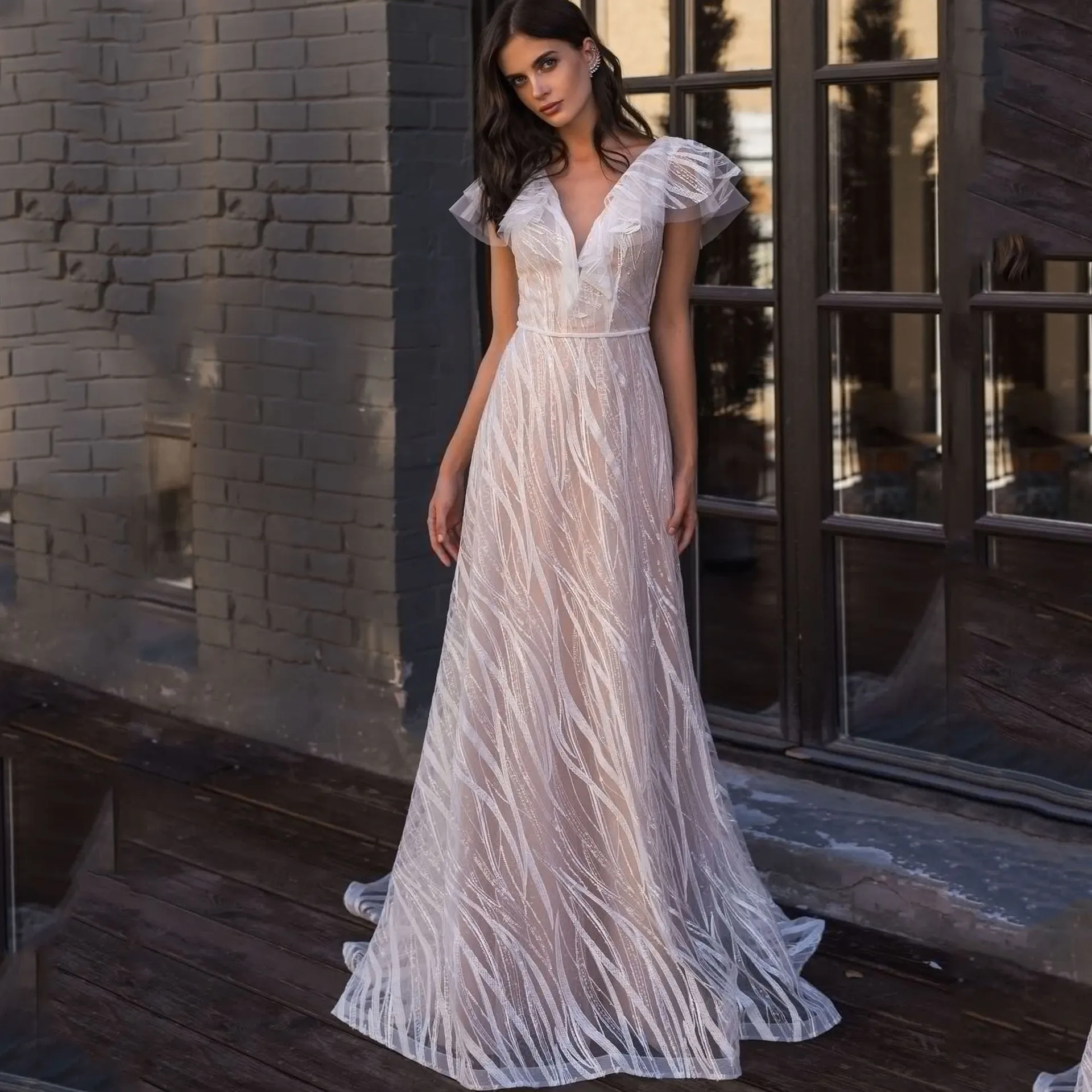 

Белое вечернее платье макси с V-образным вырезом, сексуальное, с завышенной талией, в стиле принцесса, для весеннего сезона, женская мода