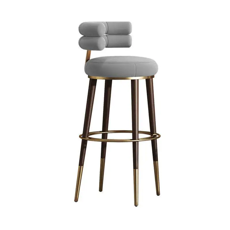 Chaise de bar nordique en métal et bois massif, chaise de bar confortable de luxe, chaise de bar moderne pour l'intérieur, chaise de bar relaxante, meubles de cuisine