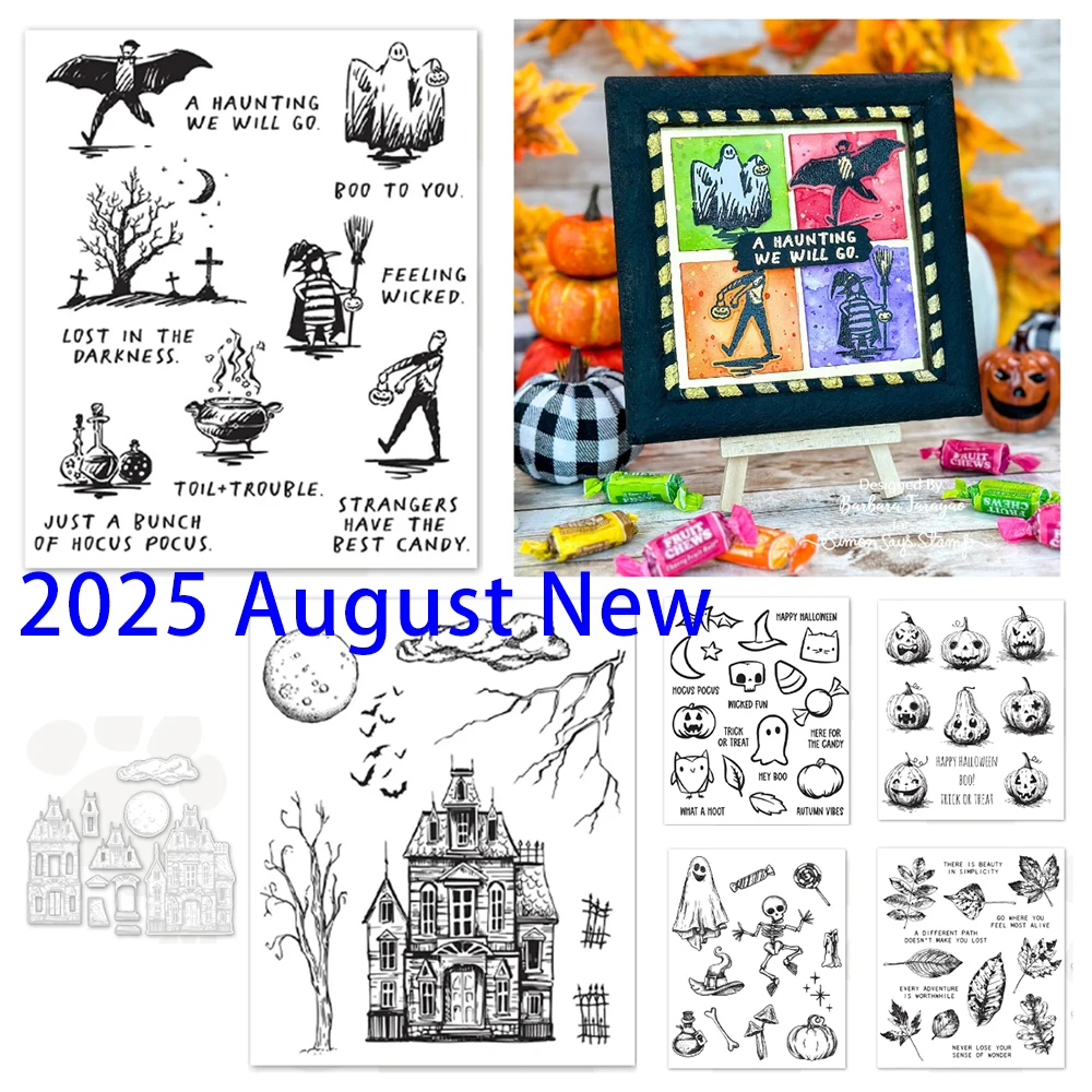 

2025 New Dies Stamps Halloween Doodles Ghost Tiny Frights Pumpkinhead Die Sketch Manor Stamp DIY Scrapbooking Diary Sketchbook