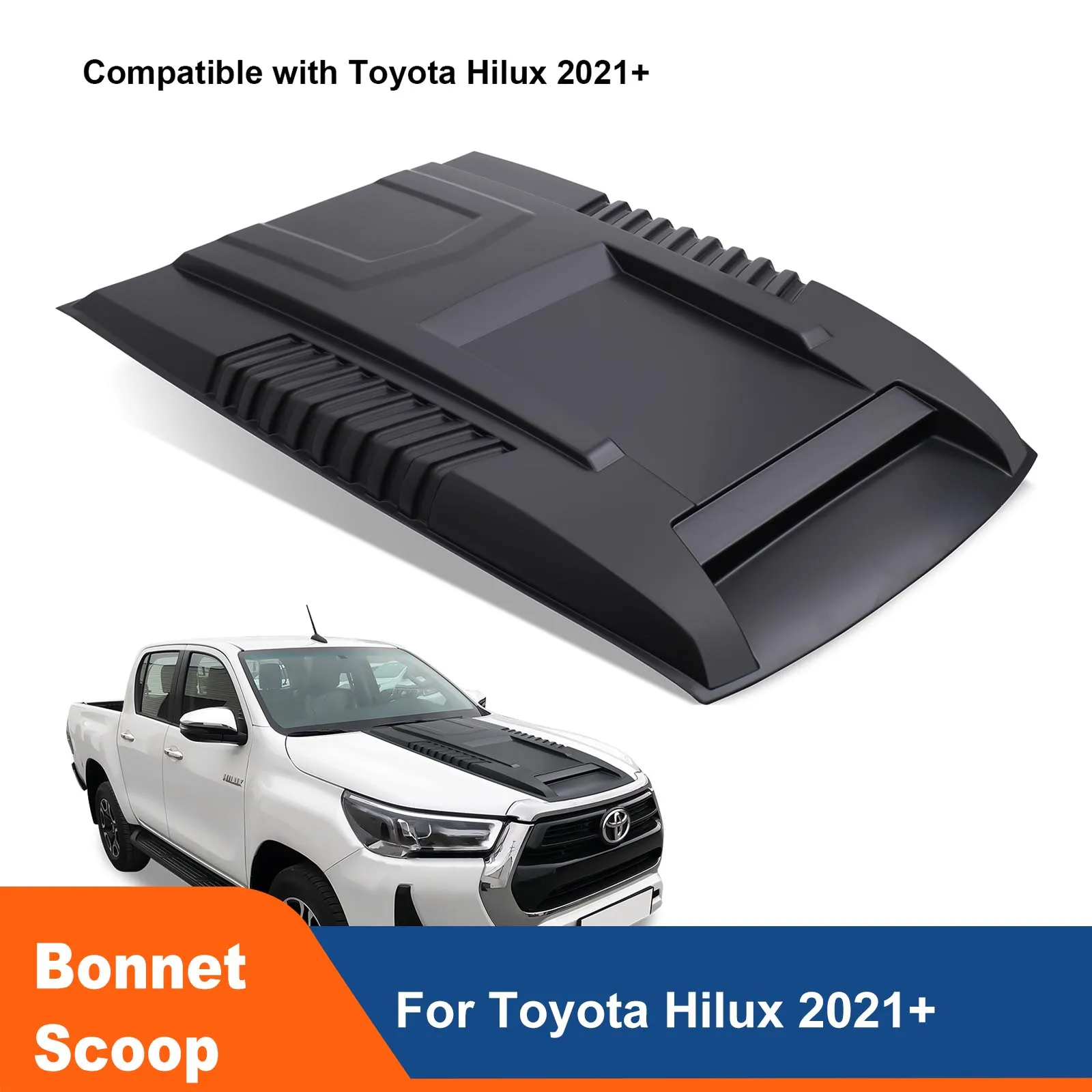 

Bonnet Hood Scoop Cover For Toyota Hilux Revo 2021 2022 2023 Bonnet Protector 4X4 Car Accessories