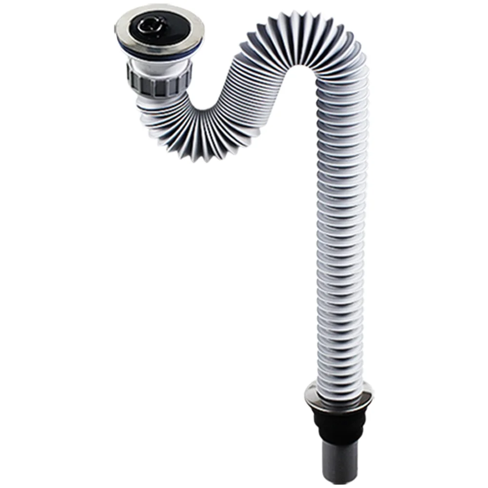 70mm Stainless Steel Kitchen Sink Drainer with Telescopic Adjustable Pipe 320mm to 830mm for Standard 50mm Drain Outlet