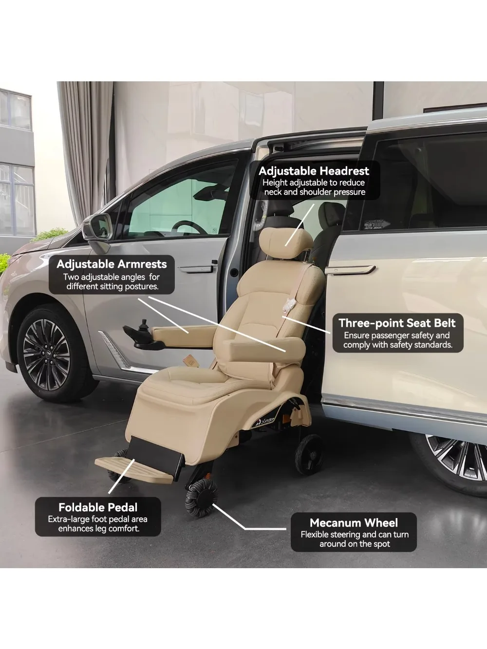 2026 New Car Transfer Seat for Disabled Old Users Accessible Car Leather Seat Detachable Design