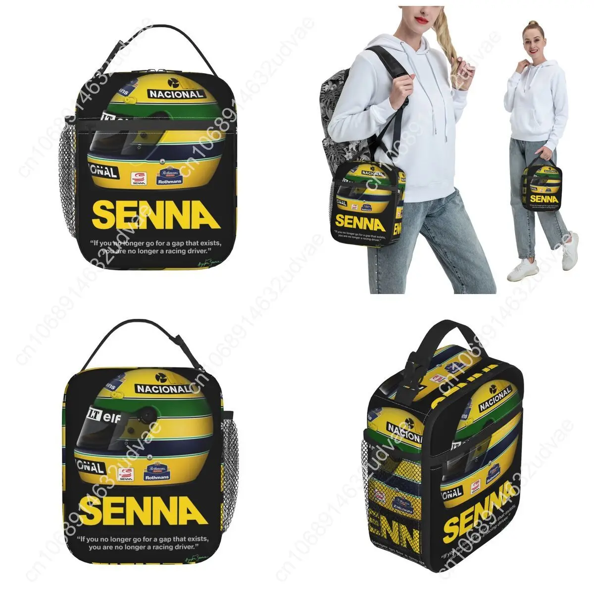 A-Ayrton S-Senna 1991 Helmet Accessories Insulated Lunch Bag for Work Racing Food Storage Bag Portable Cooler Thermal Lunch Boxs
