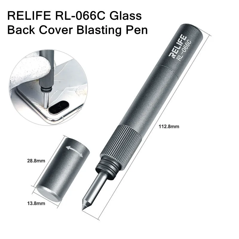 RELIFE RL-066C Glass Back Cover Breaking Pen Suit for IP8-16PM/HW P/Mate Non-slip Tungsten Steel Camera Lens Blasting Tool