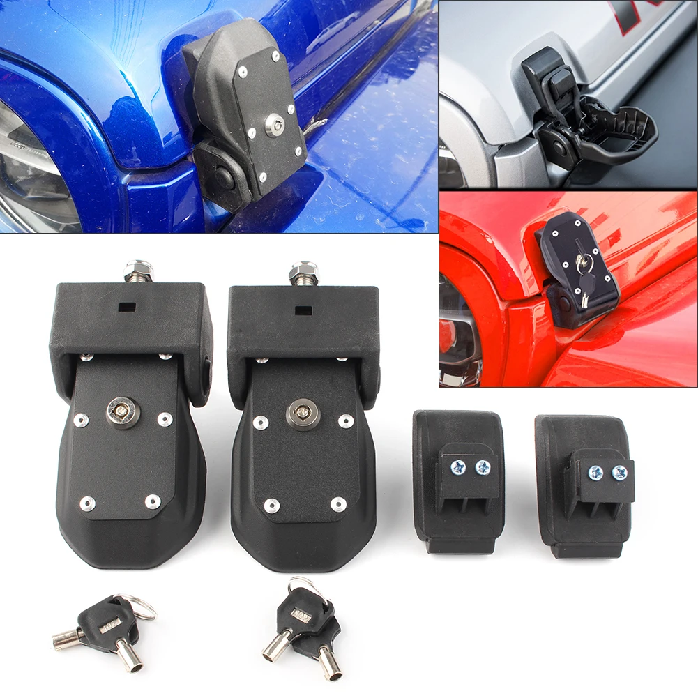 2Pcs Car Hood Latches Hood Lock Catch Latches Kit Anti-Theft Accessories For Jeep Wrangler JL 2018-up