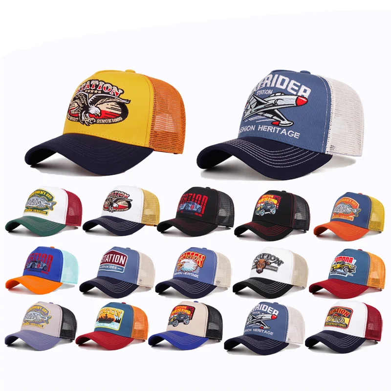 

New Hot Sale Unisex Sun Hat Hip Hop Mesh Trucker Hat Classic Pattern Breathable Summer Baseball CapStreetwear Cap for Men Women