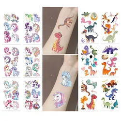 10Pcs/set New Glitter Unicor Temporary Tattoo Stickers Cute Glitter Dinosaur Tattoos Stickers Waterproof Funny For Party Gift