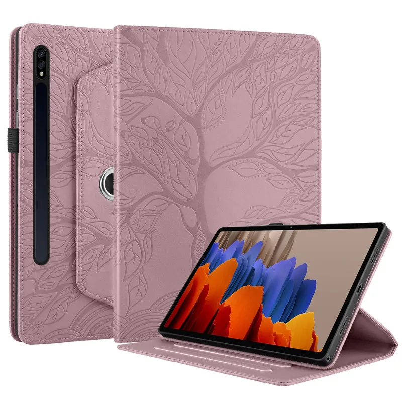 For Samsung Tab S9 Case Emboss Tree 360 Rotating Stand Flip Cover For Funda Galaxy Tab S9 Tab S8 S7 11 inch Tablet Case Coque