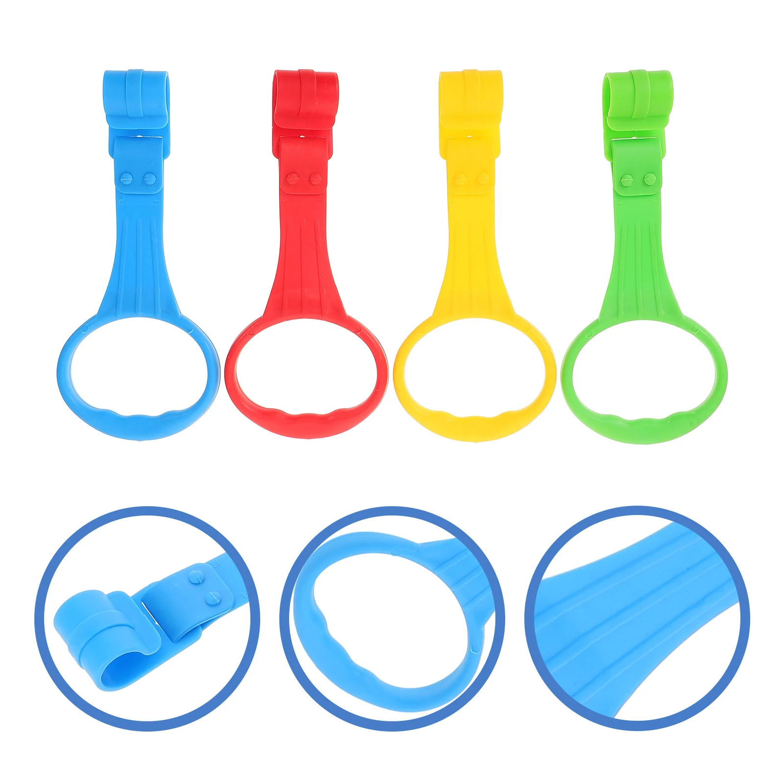 

4pcs Baby Cot Hanging Ring Bright Color Pp Material Support For Toddler Standing Learning Cot Pull Ring Baby Walking Assist