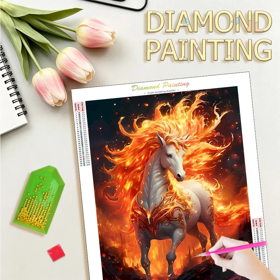 

GATYZTORY Diamond Painting Wall Art Diy Crafts Horse Full Round/Square Diamond Art For Beginners Home Decor Gift Diy Making Kits