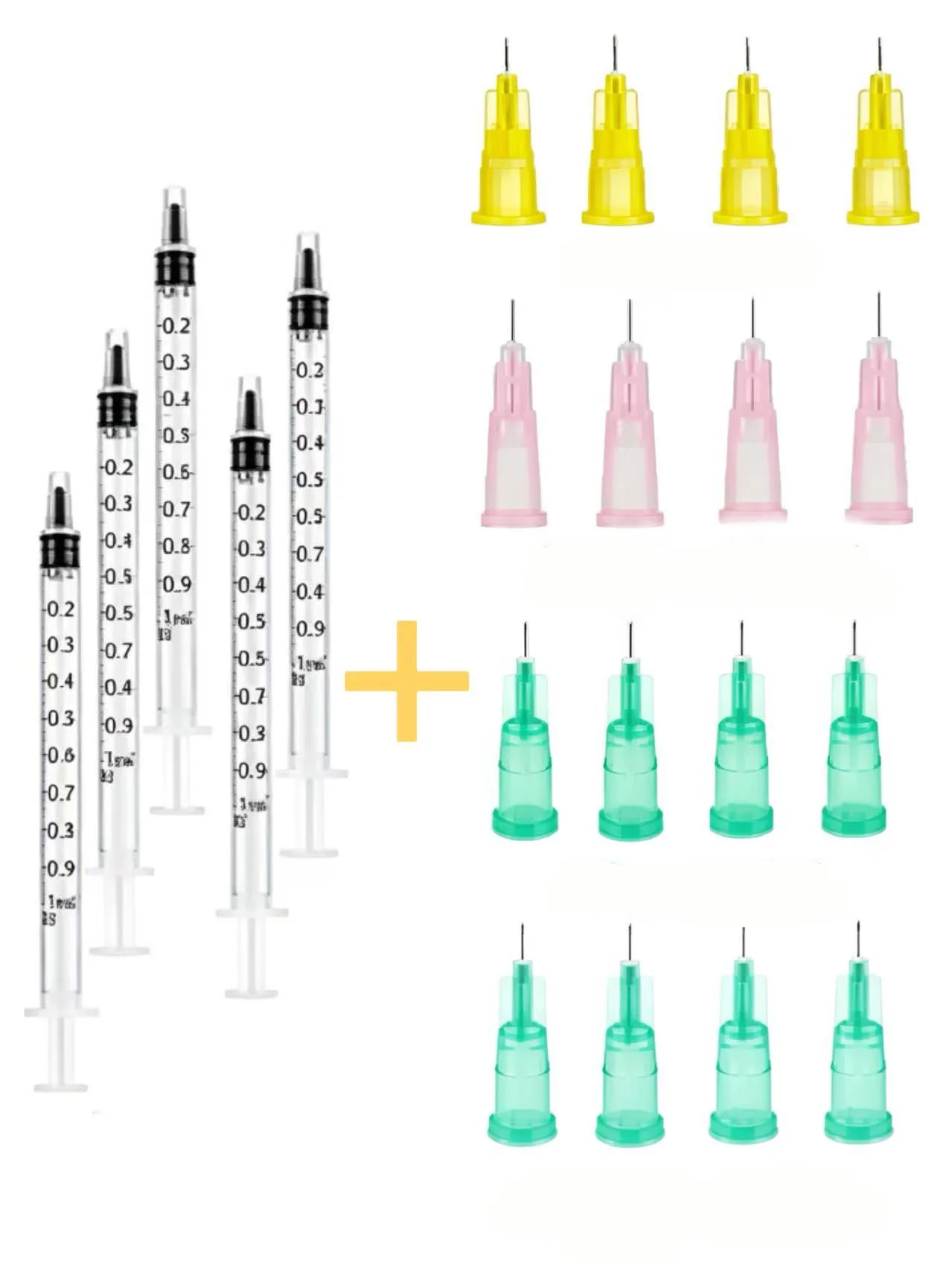 20PCS Set 1ml Graduated Plastic Syringes 30G 32G Detachable Fine Tips Skincare Essence Oil Dispensing Tools