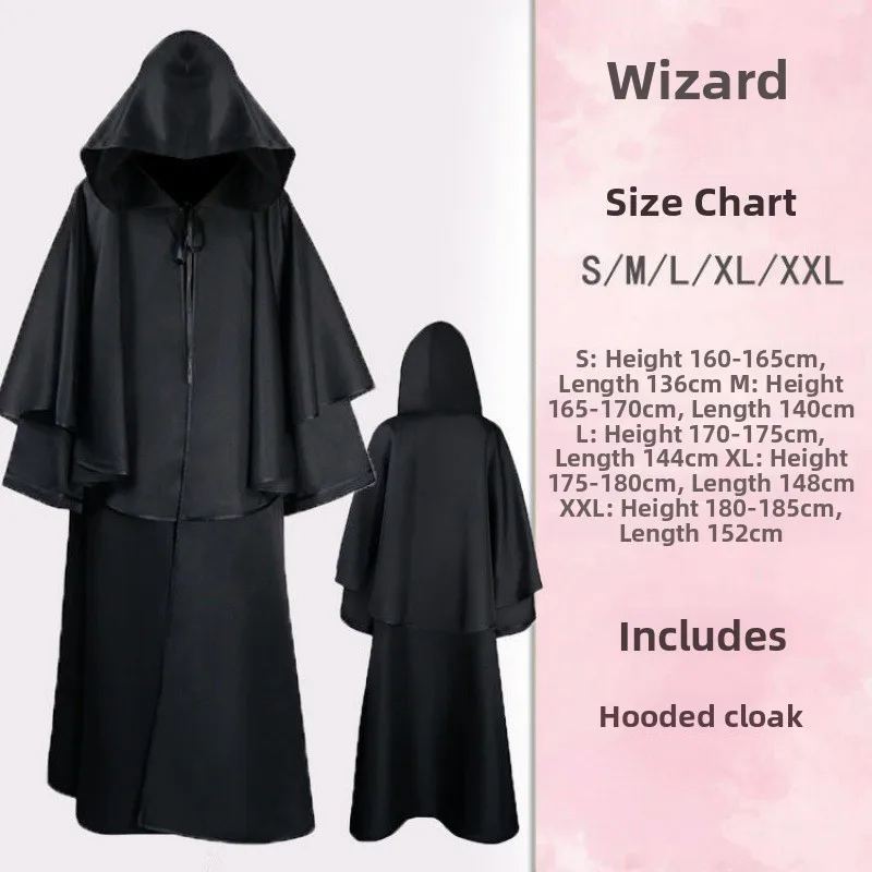 loween Death God Long Robe Wizard  Witch Role Play Costume Fairy T Princ Skirt Men's Women's loween Clothes