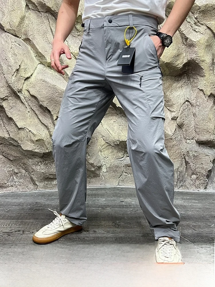 

Qui Dry Hiking Pants Men's Outdoor Sports Casual Long Trousers 3D Tailoring GM Series Trendy Straight Leg Zipper mid Waist