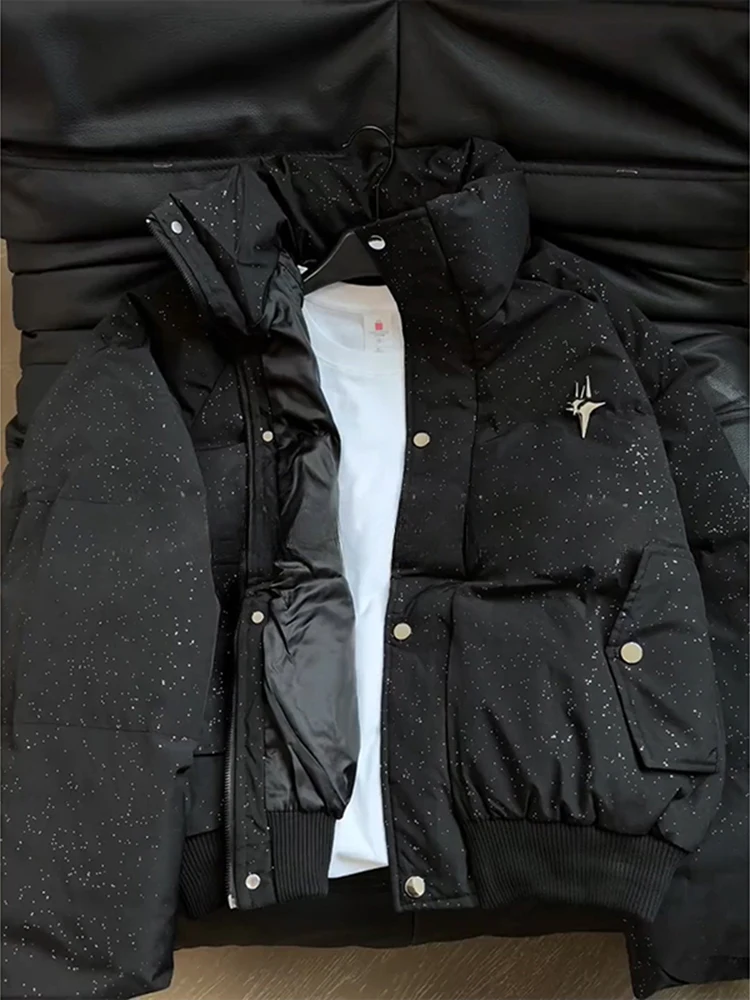 

Black American High Street down Jacket Men's Winter Short Thickened Trendy High-End Feeling Handsome Cotton Clothes Coat