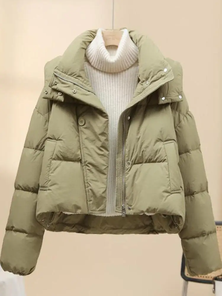 

Женская модная утепленная хлопковая куртка-пуховик в корейском стиле, с капюшоном, длинными рукавами, прямого кроя, для повседневной носки, на молнии