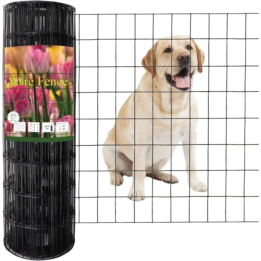 

Coated Welded Wire Fence 24 Inch x 50 Foot, 2 Inch x 3 Inch 16GA, Garden Border Fencing Roll Vinyl Coating Metal Wire Mesh