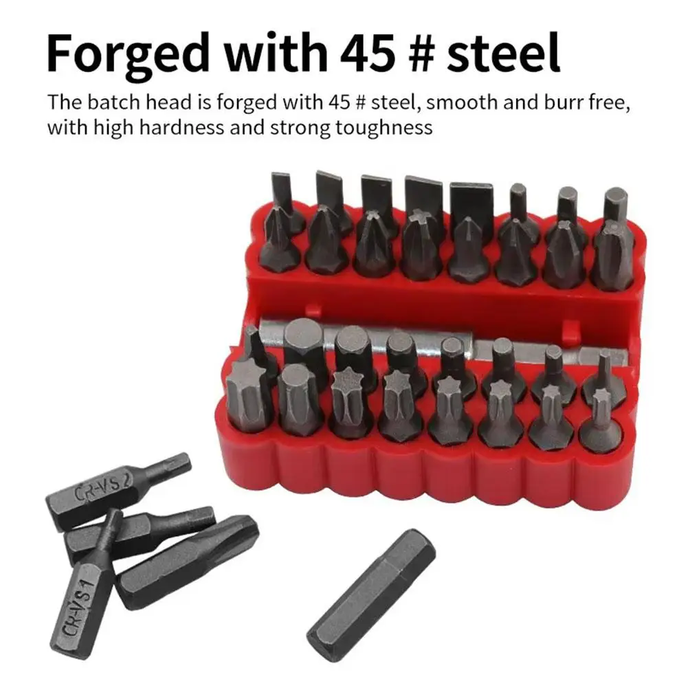 33PC Solid & Hollow Screwdriver Bit Set – Security Tamper Proof Bits with Hex, Star, Phillips, Slotted, PzDrive, 1/4