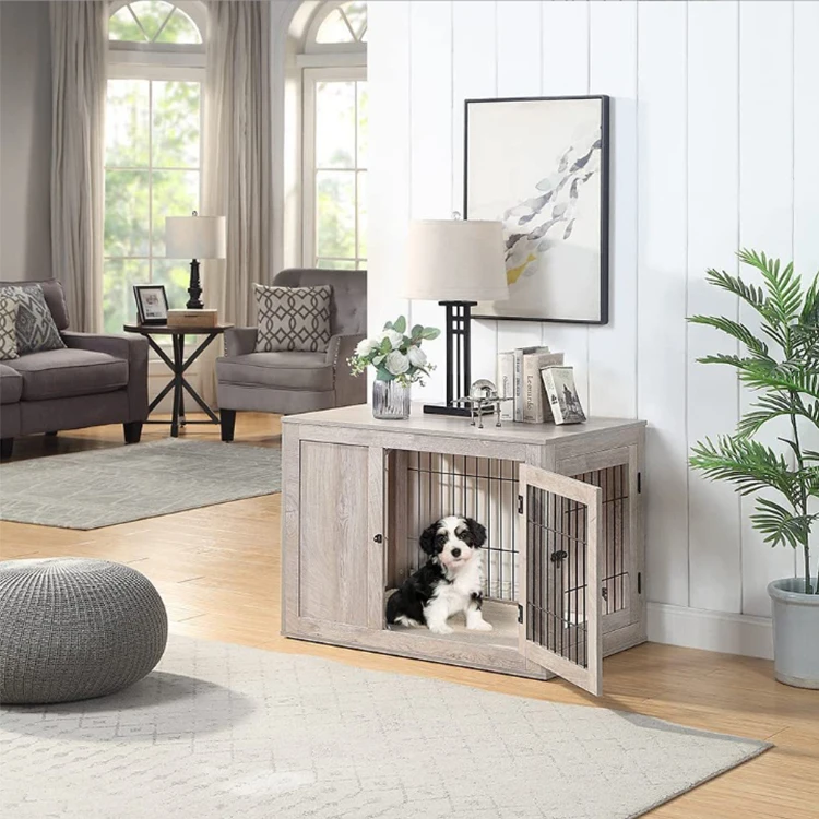 Factory Pet Furniture Dog Crate Indoor Pet Kennel Wood Pet House Dog Kennel Table For Sale