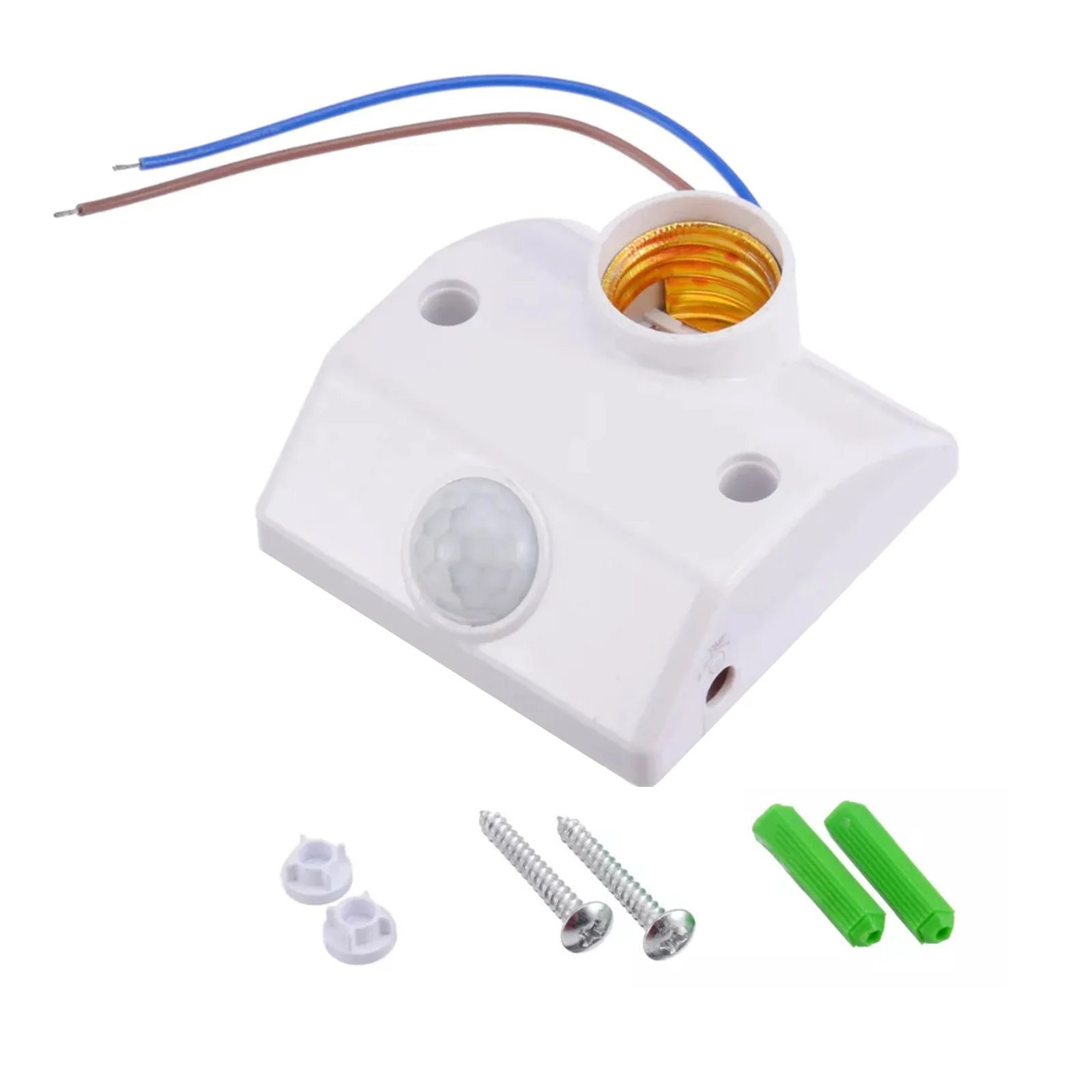 AC 110V-240V Automatic Human Body Infrared PIR Sensor Detector Bulb Light E27 Base PIR Motion Detector Wall Lamp Holder Socket