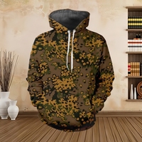 Men's Hoodie Militarily Printed Camouflage Patterns Digital Printing Casual Kangaroo Pocket Long Sleeved Hooded Men's Clothing