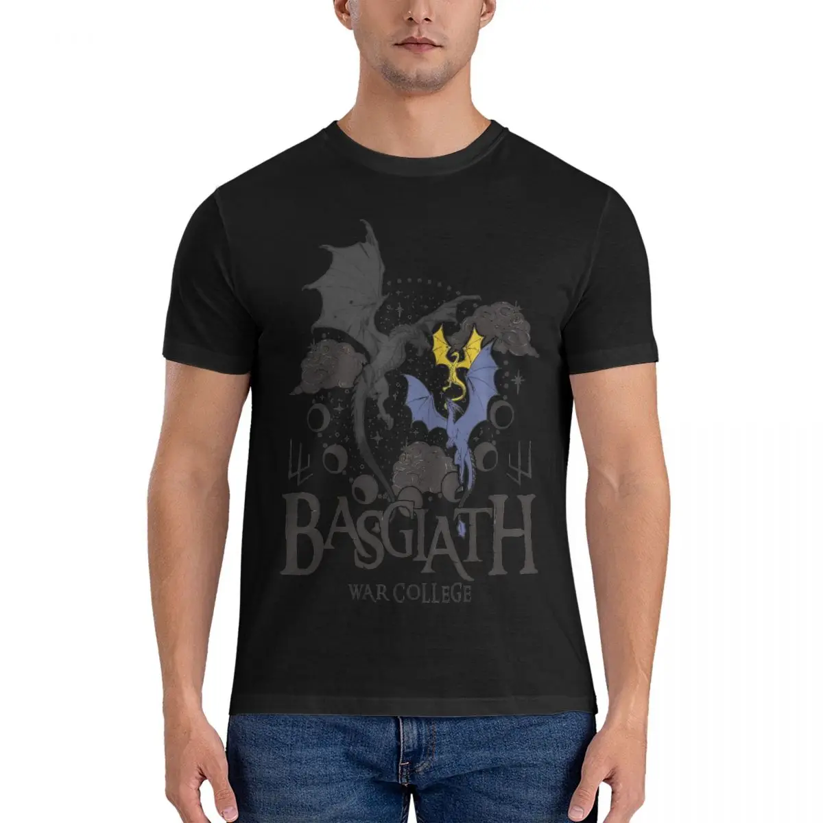 Leisure Basgiath War College T-Shirt for Men O Neck 100% Cotton T Shirts Game of T-Thrones Short Sleeve Tees Printed Clothing