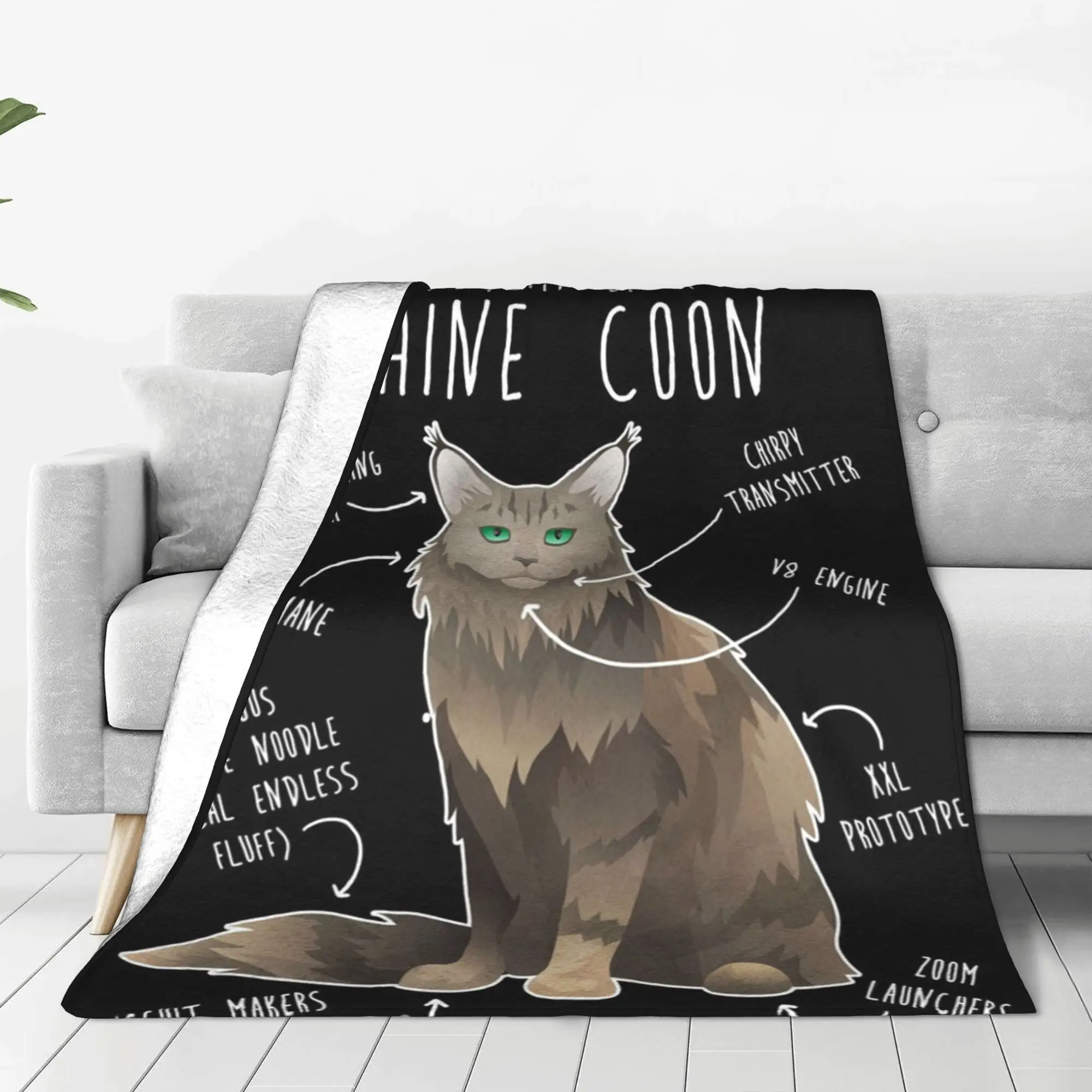 Maine Coon Cat Anatomy 7 Blankets Super Soft Flannel Sofa Throw Blanket for Home Bedroom Office Throws Bedspread Quilt
