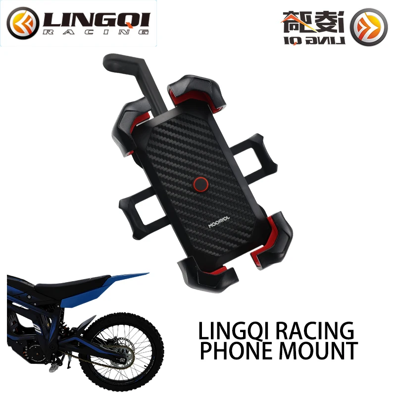 LINGQI RACING Motorcycle Waterproof 360 Rotation Mobile Phone Mount Mirror Cell Phones Holder For Electric Bicycle Universal