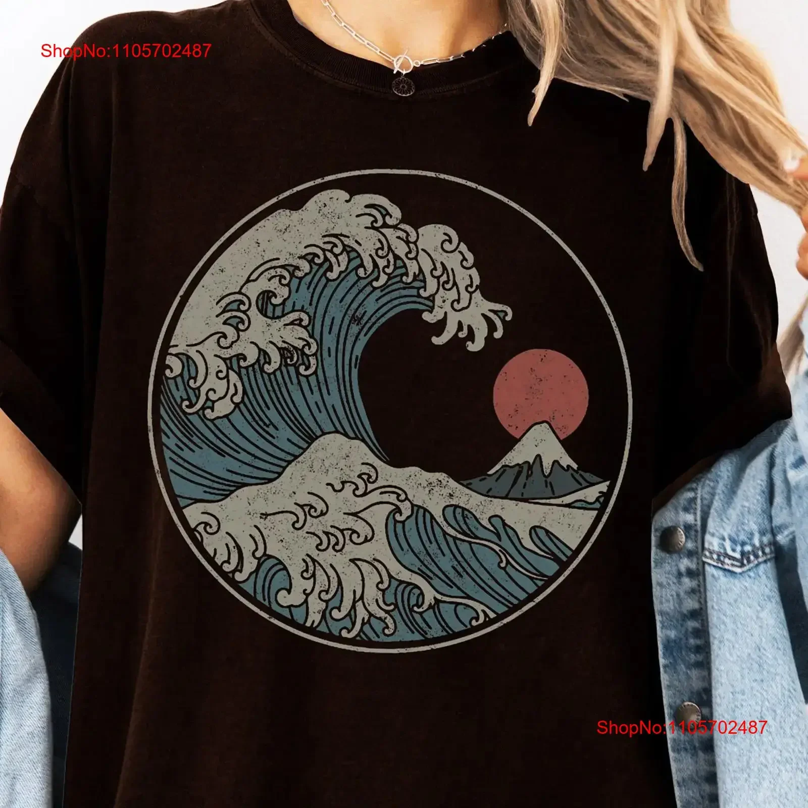 The Great Wave off Kanagawa T Shirt Hokusai Japanese Aesthetic Clothing Art Tsunami vintage Washed Unisex Casual