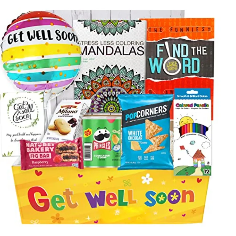 

GET WELL GIFT Basket package for Adults or kids Men women boy or girl Care package Feel better soon for home or hospital after