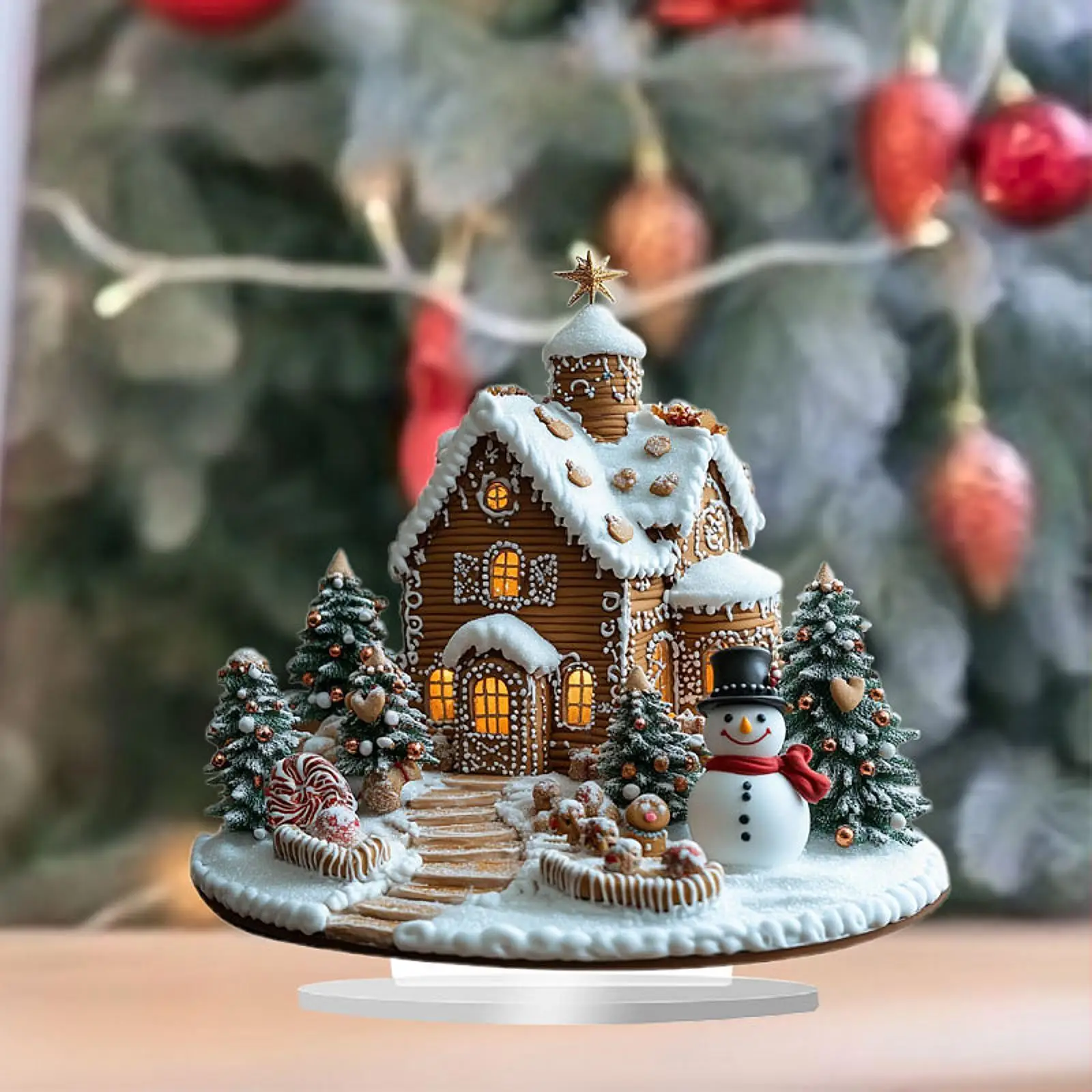 Christmas Gingerbread House Tabletop Ornament 17x20cm for Wedding Versatile