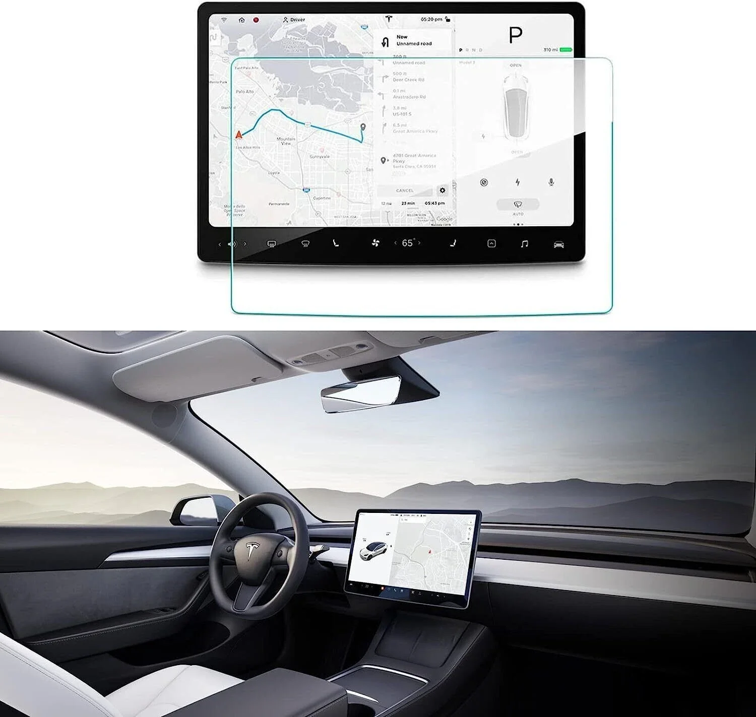 9H Tempered Glass Screen Protector For Tesla Model 3 Y 15 Inch Center Control Touch Screen Anti Scratch HD Anti Fingerprint
