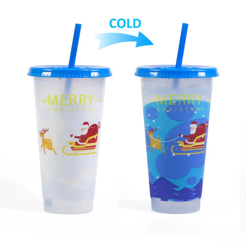 Thermochromic Cup Plastic Multi-role Food Grade Plastics High-capacity Thermostability Kitchenware Christmas Cup 710ml Mug