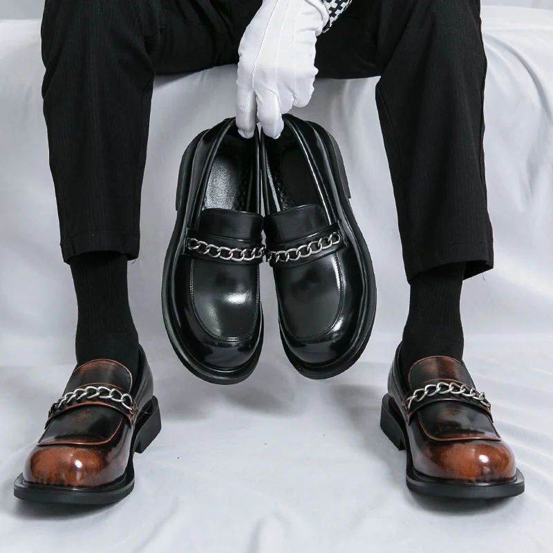 

Autumn men's zipper leather boots, British style formal and casual shoes, high top leather shoes, short boots, black plus size m