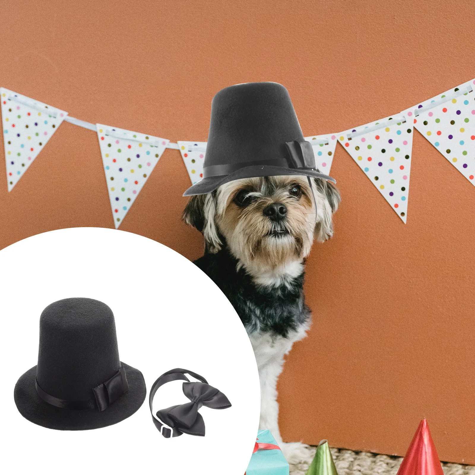

1Set Pet Hat Adjustable Dog Hat Cat Dog Bow Tie Birthday Party Halloween Cosplay Costume Pet Halloween Supply Party Bow Tie