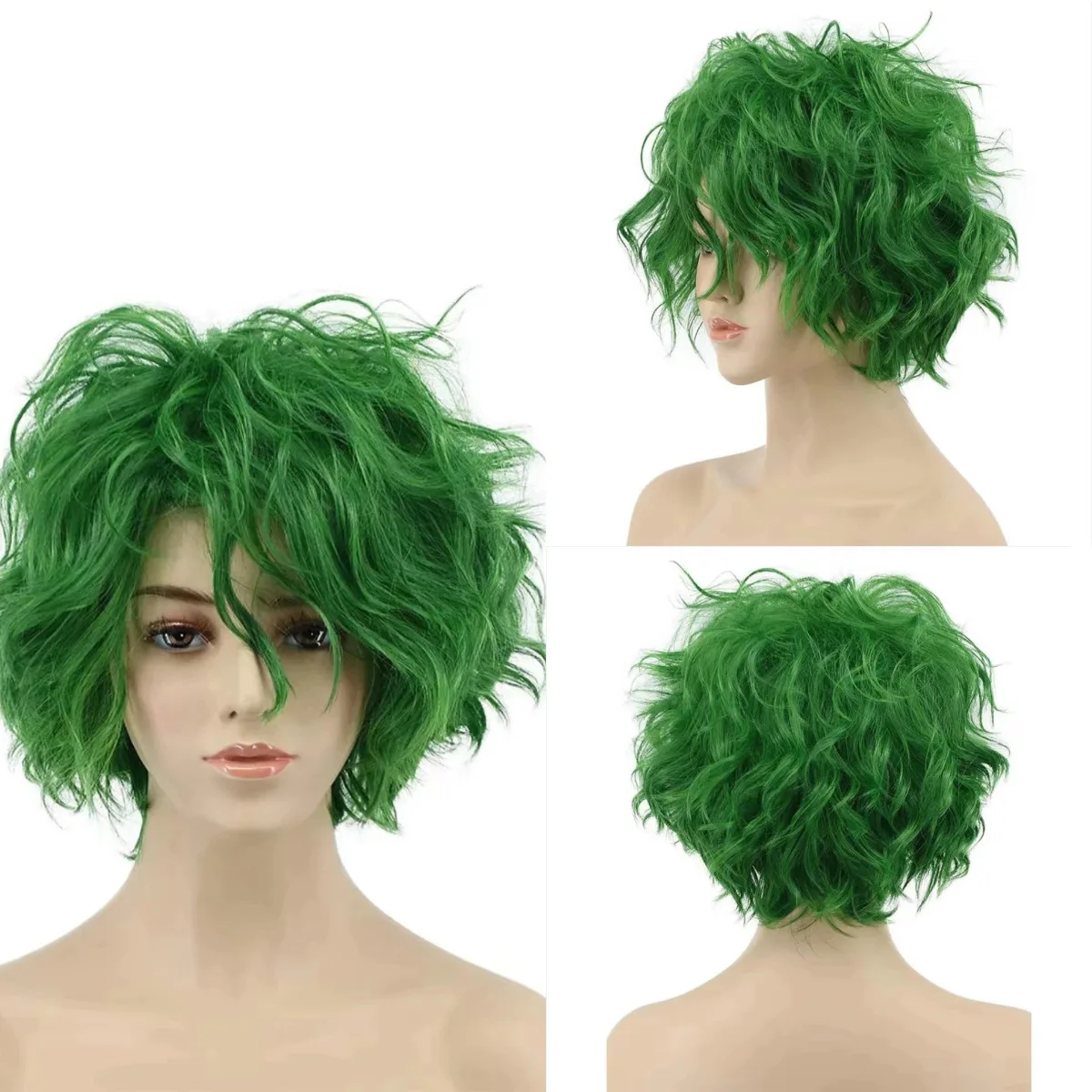 Synthetic Green Curly Corn Wave Wig for Cosplay Costume Party Joker-Inspired Character Halloween Roleplay Synthetic Hair