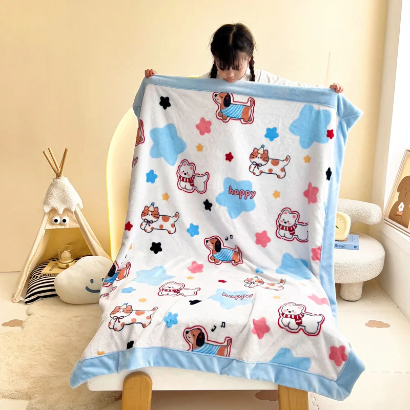 Children's Thickened Milk Fluff Blanket for Kindergarten Primary School Students Single Bed Nap Warm Autumn and Winter Cover Bla
