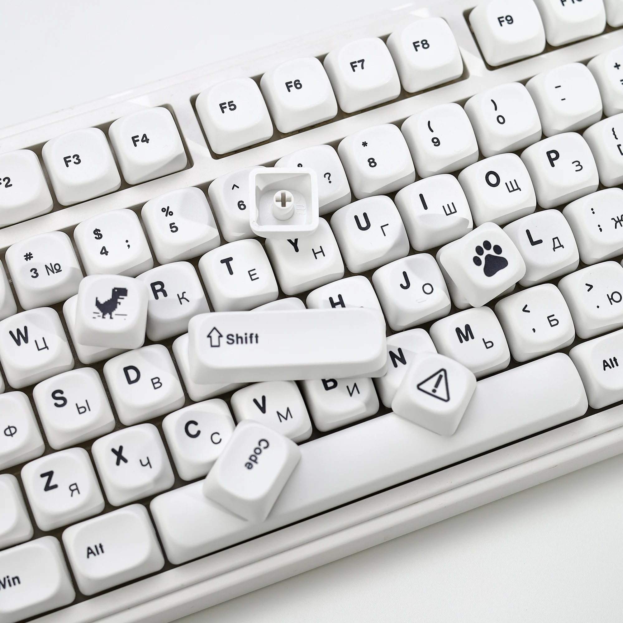 KBDiy Rosyjskie Japońskie Keycapy GMK Minimal White Theme PBT Retro Keycapy Cherry MX Switches Do 60% DIY Klawiatury Mechanicznej Gamingowej — zdjęcie produktu 4
