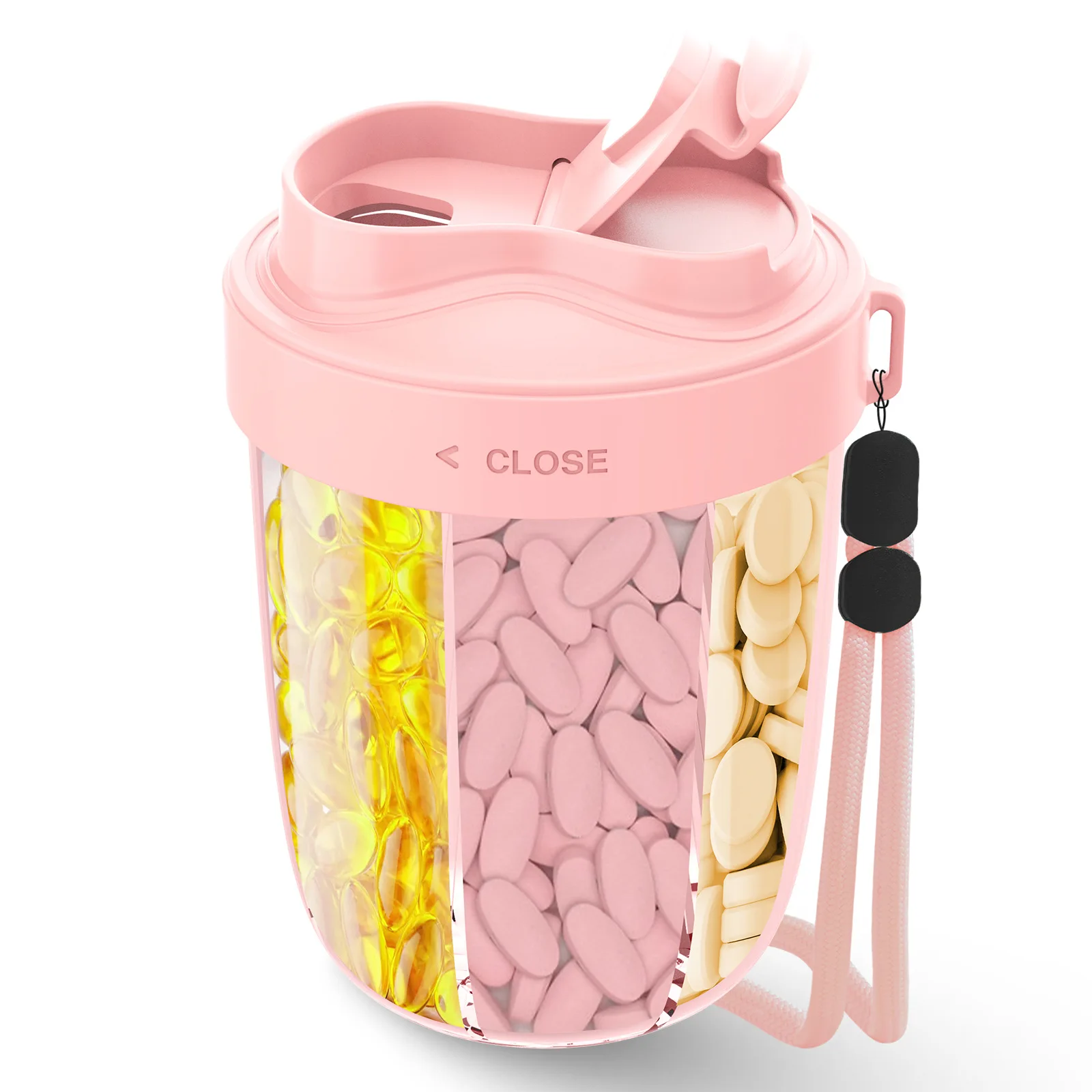 Large 7 Various Vitamins Travel Pill Case 7 Grids Pill Cup Bottle Organizer Supplement Organizer for Holding Box Straw Container