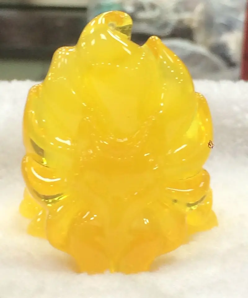 Certificate Natural Mexican Amber Beeswax  Nine-Tailed Fox Pendant 59*41mm